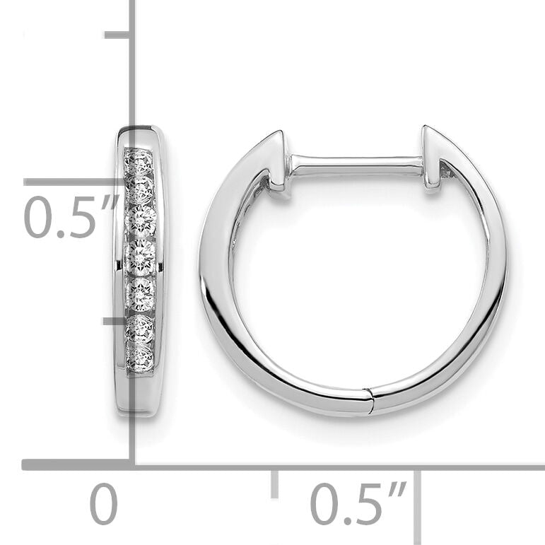 14k White Gold Diamond Hinged Hoop Earrings-EM5347-020-WA