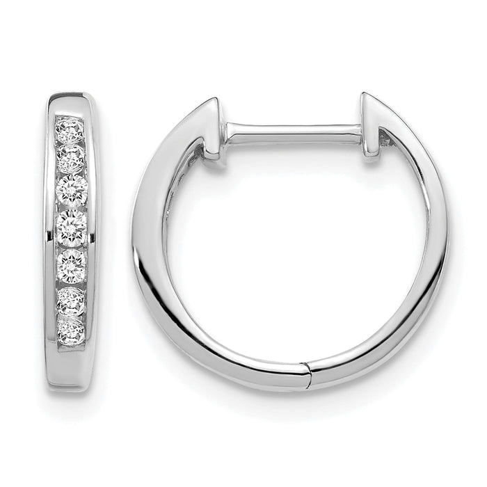 14k White Gold Diamond Hinged Hoop Earrings-EM5347-020-WA