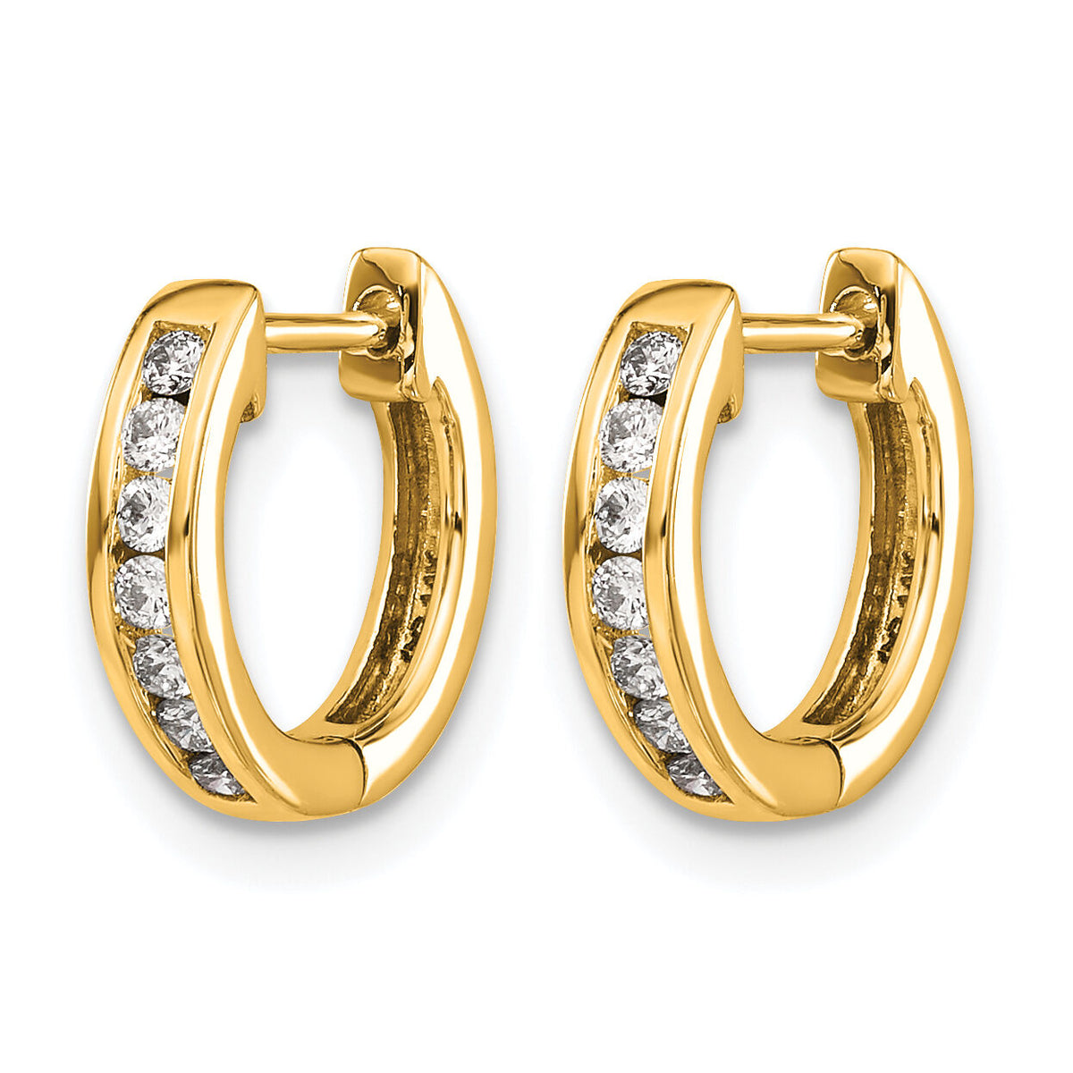 14k Gold Polished Diamond Hinged Hoop Earrings-EM5347-020-YA