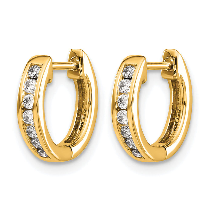 14k Gold Polished Diamond Hinged Hoop Earrings-EM5347-020-YA