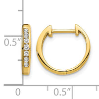 14k Gold Polished Diamond Hinged Hoop Earrings-EM5347-020-YA