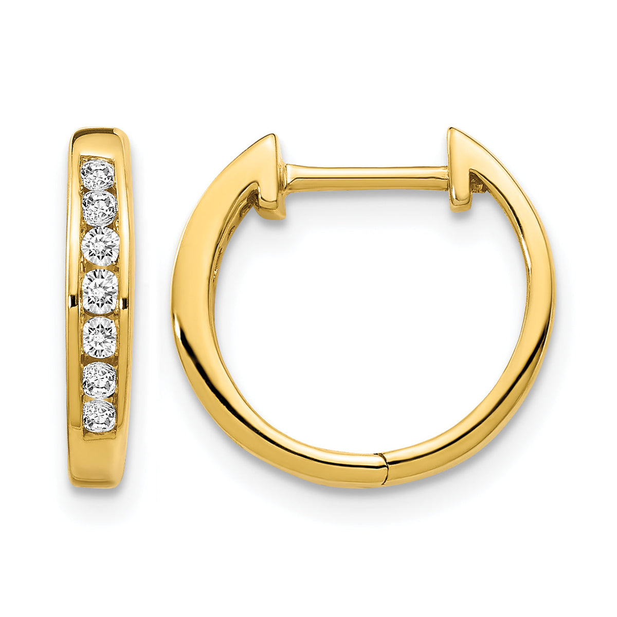 14k Gold Polished Diamond Hinged Hoop Earrings-EM5347-020-YA