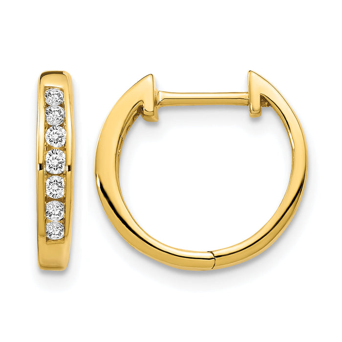 14k Gold Polished Diamond Hinged Hoop Earrings-EM5347-020-YA