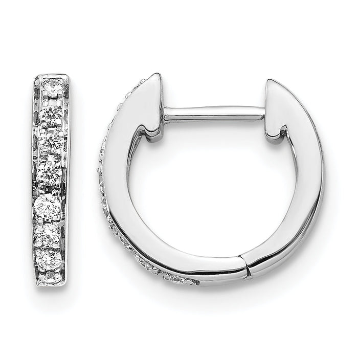 14k White Gold Diamond Hinged Hoop Earrings-EM5348-016-WA
