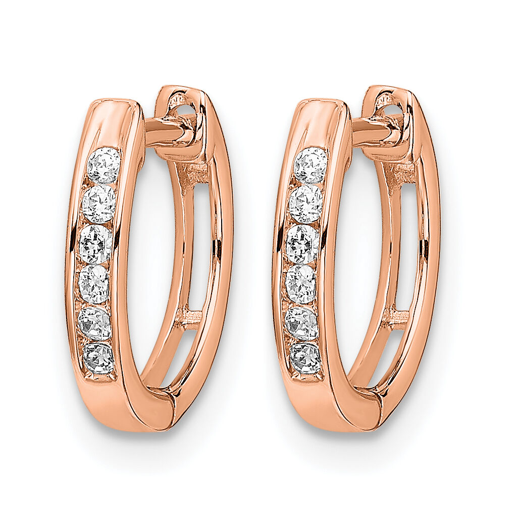 14k Rose Gold Polished Diamond Hinged Hoop Earrings-EM5349-013-RA
