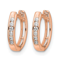 14k Rose Gold Polished Diamond Hinged Hoop Earrings-EM5349-013-RA