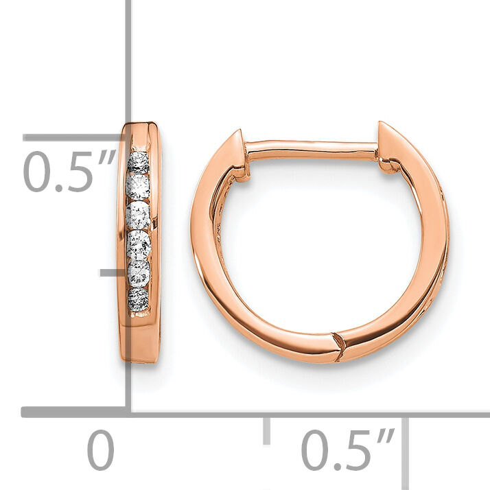 14k Rose Gold Polished Diamond Hinged Hoop Earrings-EM5349-013-RA
