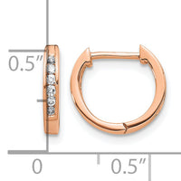 14k Rose Gold Polished Diamond Hinged Hoop Earrings-EM5349-013-RA