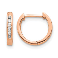14k Rose Gold Polished Diamond Hinged Hoop Earrings-EM5349-013-RA