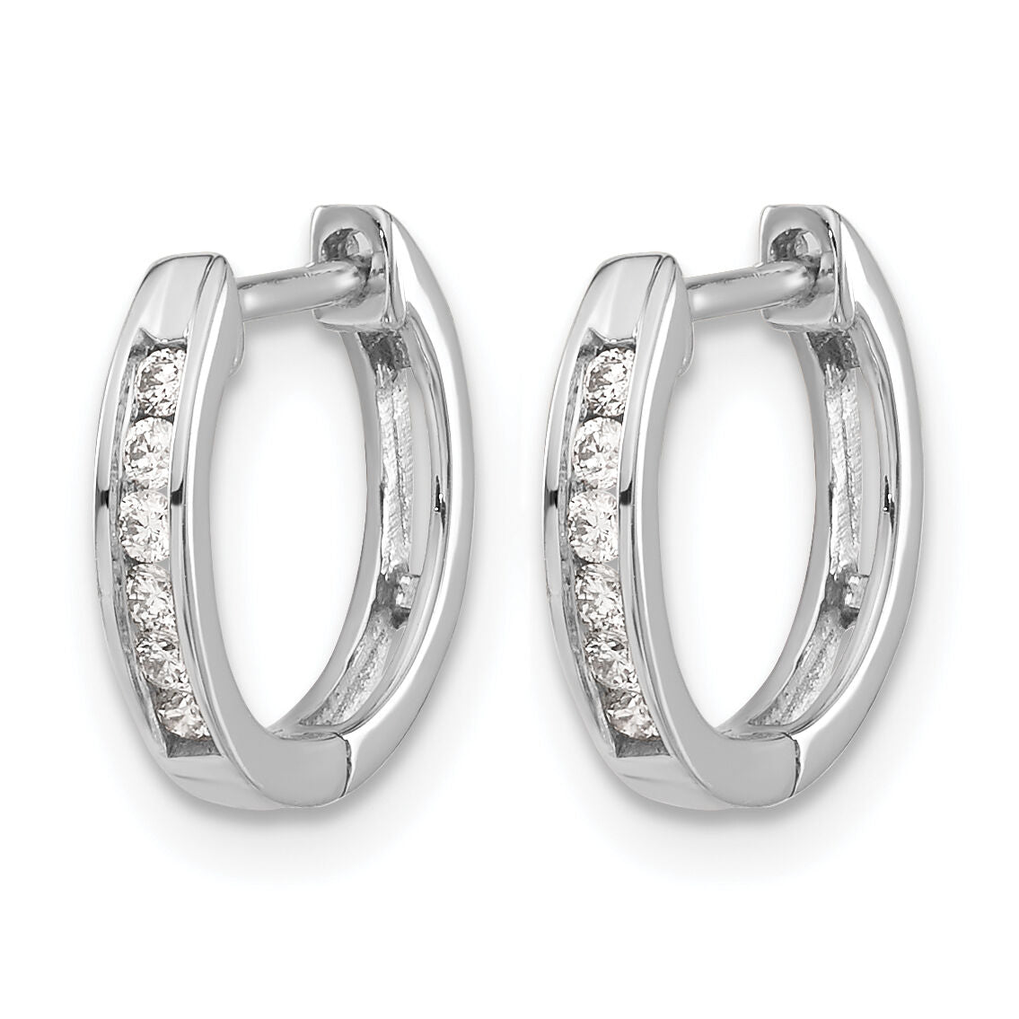 14k White Gold Polished Diamond Hinged Hoop Earrings-EM5349-013-WA