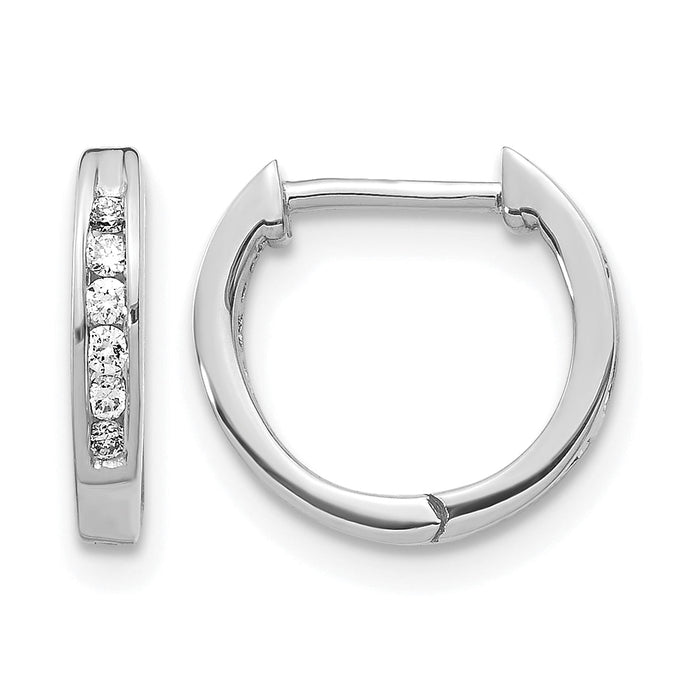 14k White Gold Polished Diamond Hinged Hoop Earrings-EM5349-013-WA