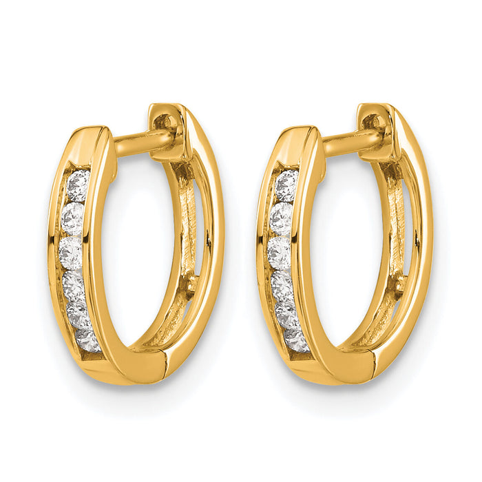 14k Gold Polished Diamond Hinged Hoop Earrings-EM5349-013-YA