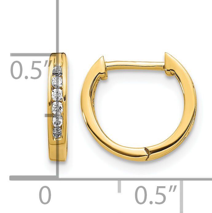 14k Gold Polished Diamond Hinged Hoop Earrings-EM5349-013-YA