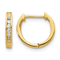 14k Gold Polished Diamond Hinged Hoop Earrings-EM5349-013-YA