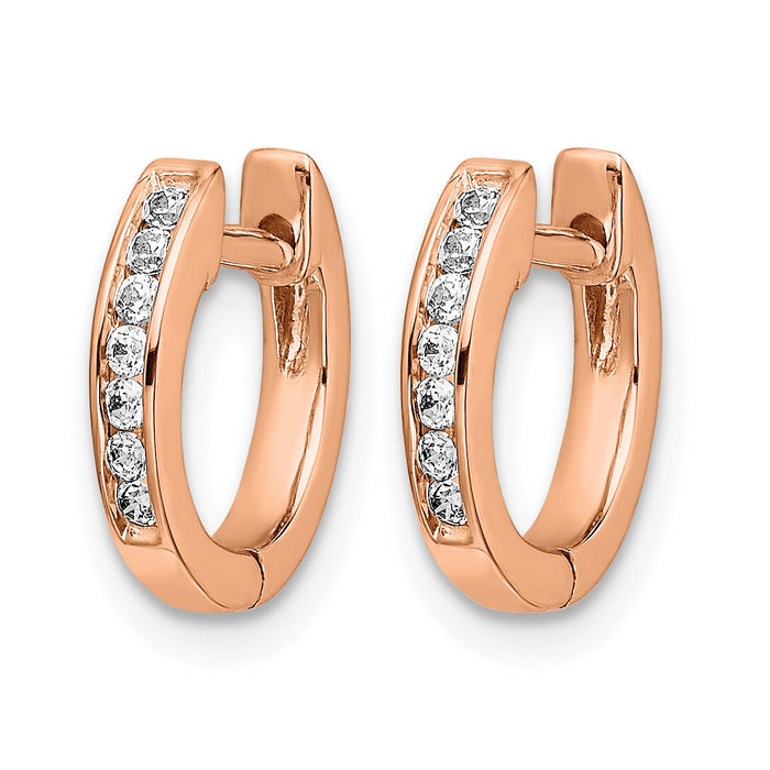14k Rose Gold Polished Diamond Hinged Hoop Earrings-EM5350-016-RA