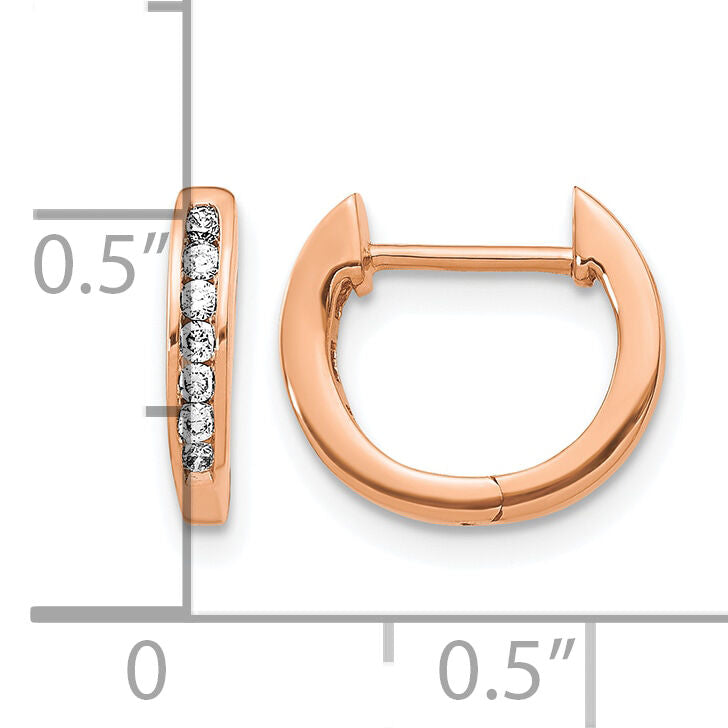 14k Rose Gold Polished Diamond Hinged Hoop Earrings-EM5350-016-RA