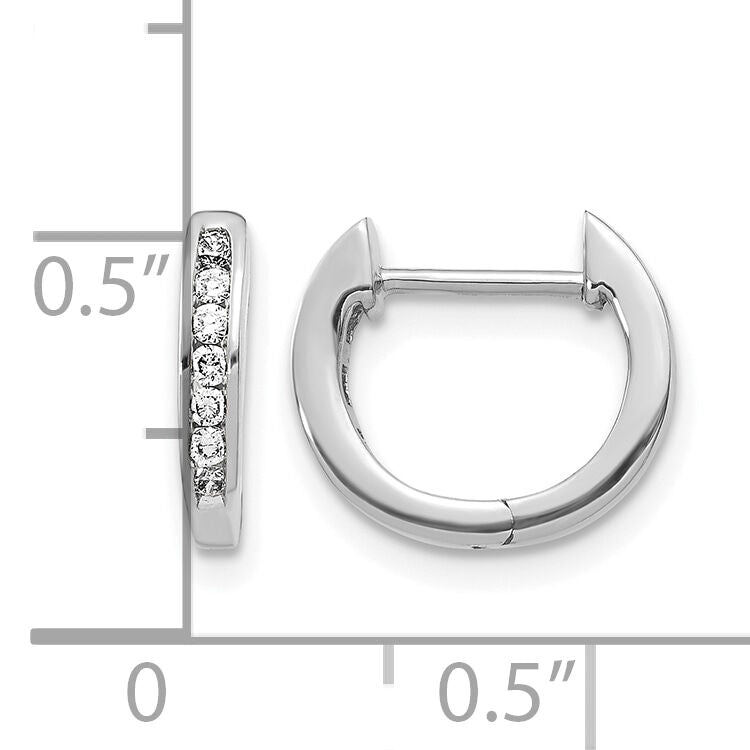 14k White Gold Polished Diamond Hinged Hoop Earrings-EM5350-016-WA