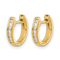 14k Gold Polished Diamond Hinged Hoop Earrings-EM5350-016-YA