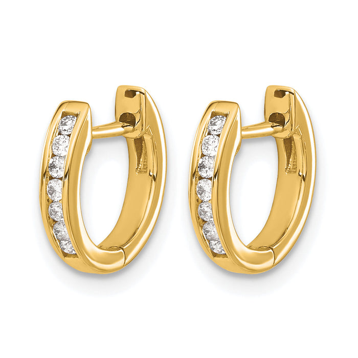 14k Gold Polished Diamond Hinged Hoop Earrings-EM5350-016-YA