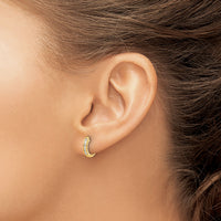 14k Gold Polished Diamond Hinged Hoop Earrings-EM5350-016-YA
