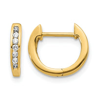 14k Gold Polished Diamond Hinged Hoop Earrings-EM5350-016-YA
