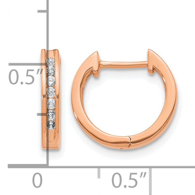 14k Rose Gold Diamond Hinged Hoop Earrings-EM5351-020-RA