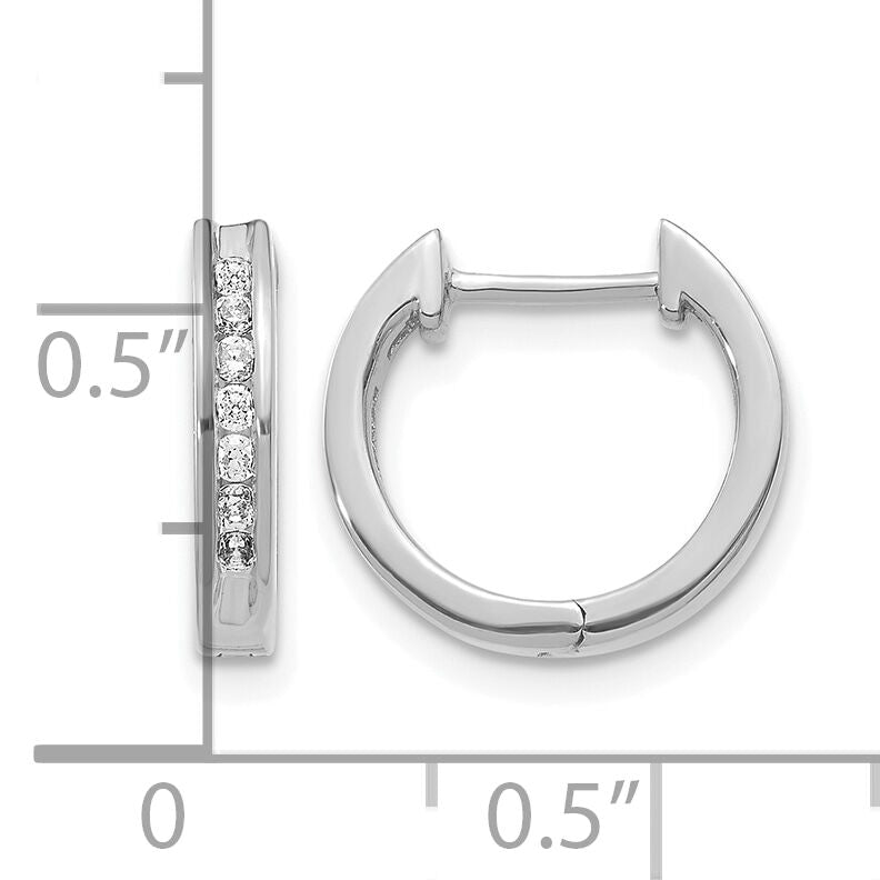 14k White Gold Diamond Hinged Hoop Earrings-EM5351-020-WA