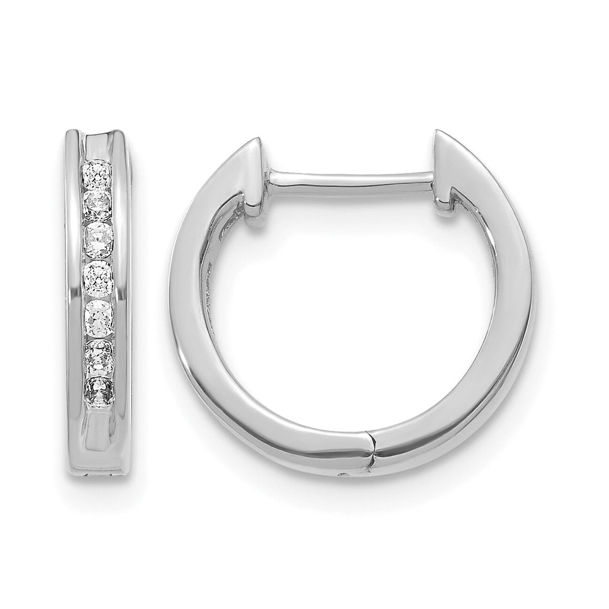 14k White Gold Diamond Hinged Hoop Earrings-EM5351-020-WA