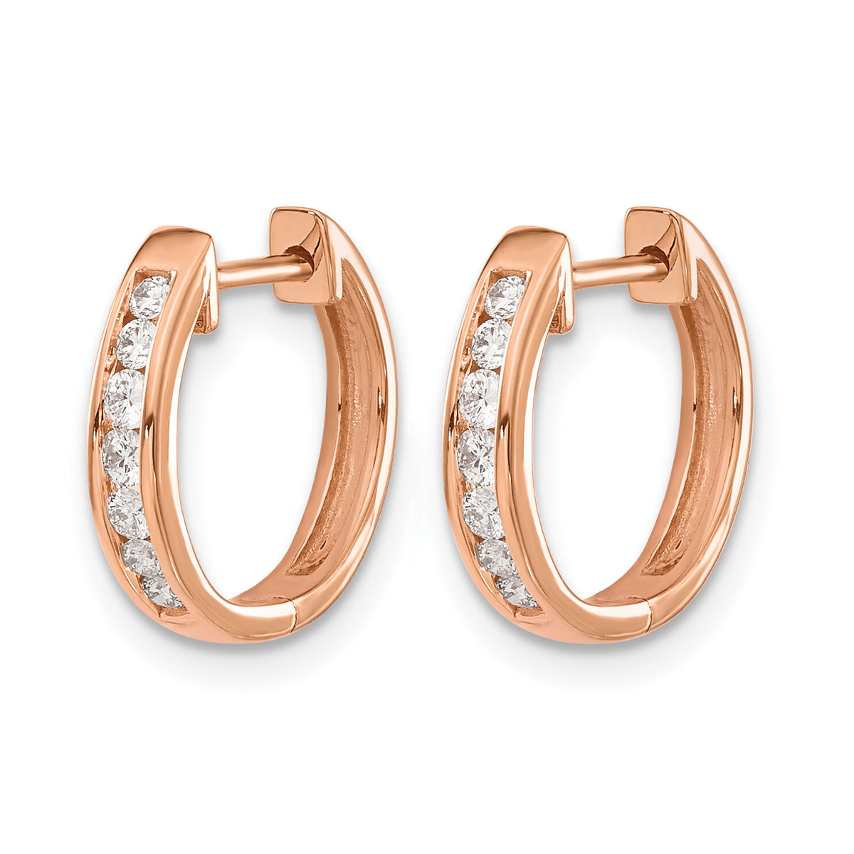 14k Rose Gold Diamond Hinged Hoop Earrings-EM5352-025-RA