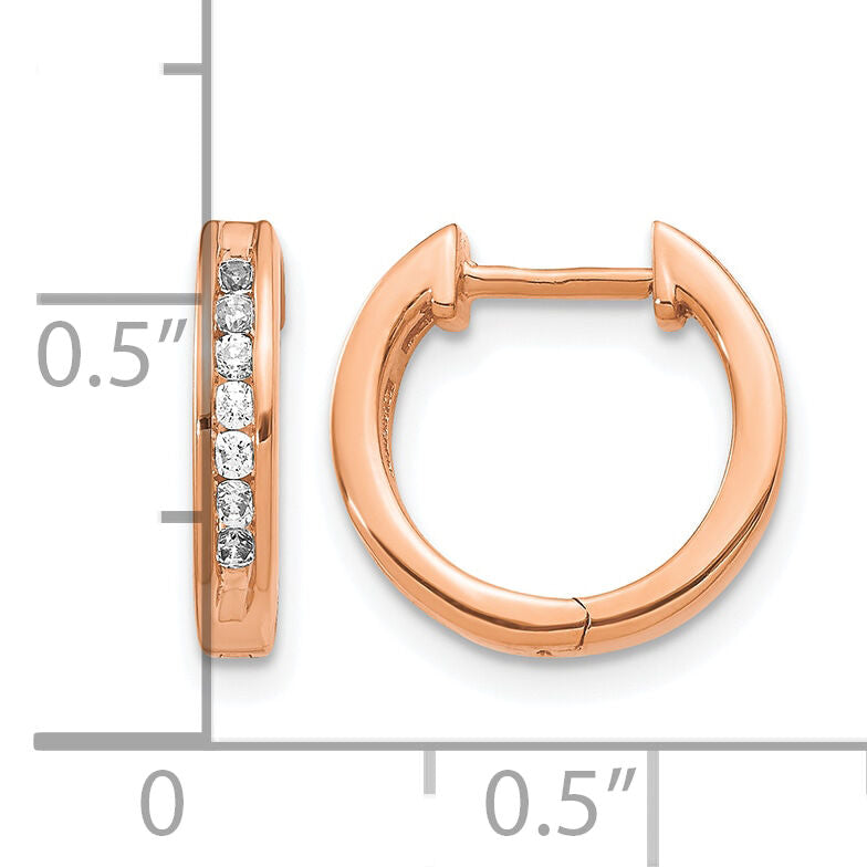 14k Rose Gold Diamond Hinged Hoop Earrings-EM5352-025-RA