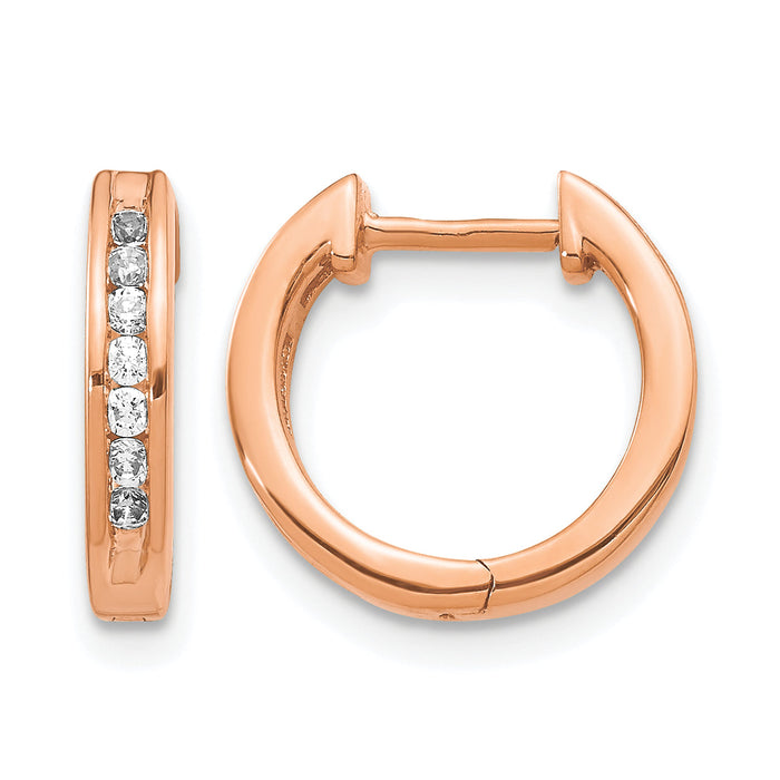 14k Rose Gold Diamond Hinged Hoop Earrings-EM5352-025-RA