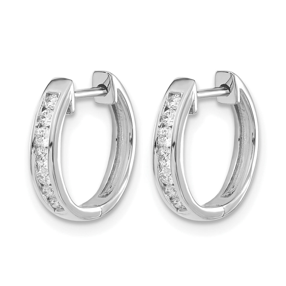 14k White Gold Diamond Hinged Hoop Earrings-EM5352-025-WA