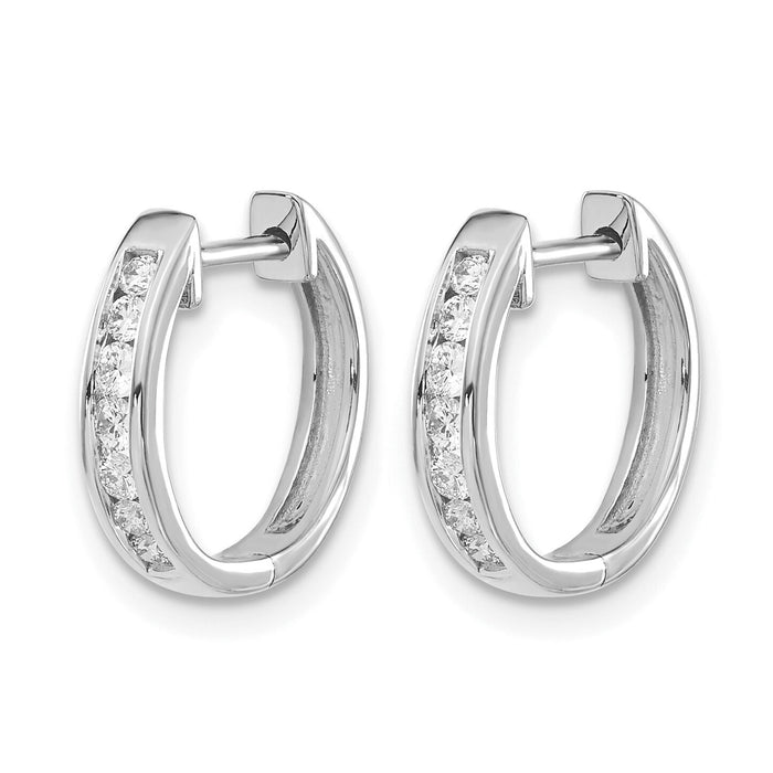 14k White Gold Diamond Hinged Hoop Earrings-EM5352-025-WA