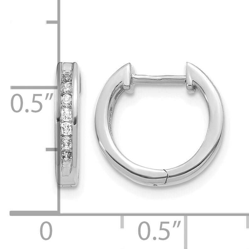 14k White Gold Diamond Hinged Hoop Earrings-EM5352-025-WA
