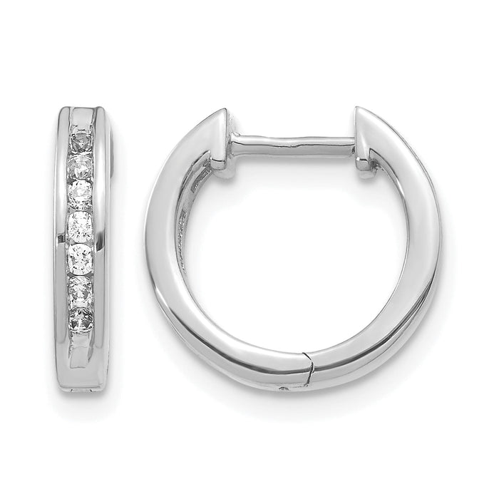 14k White Gold Diamond Hinged Hoop Earrings-EM5352-025-WA