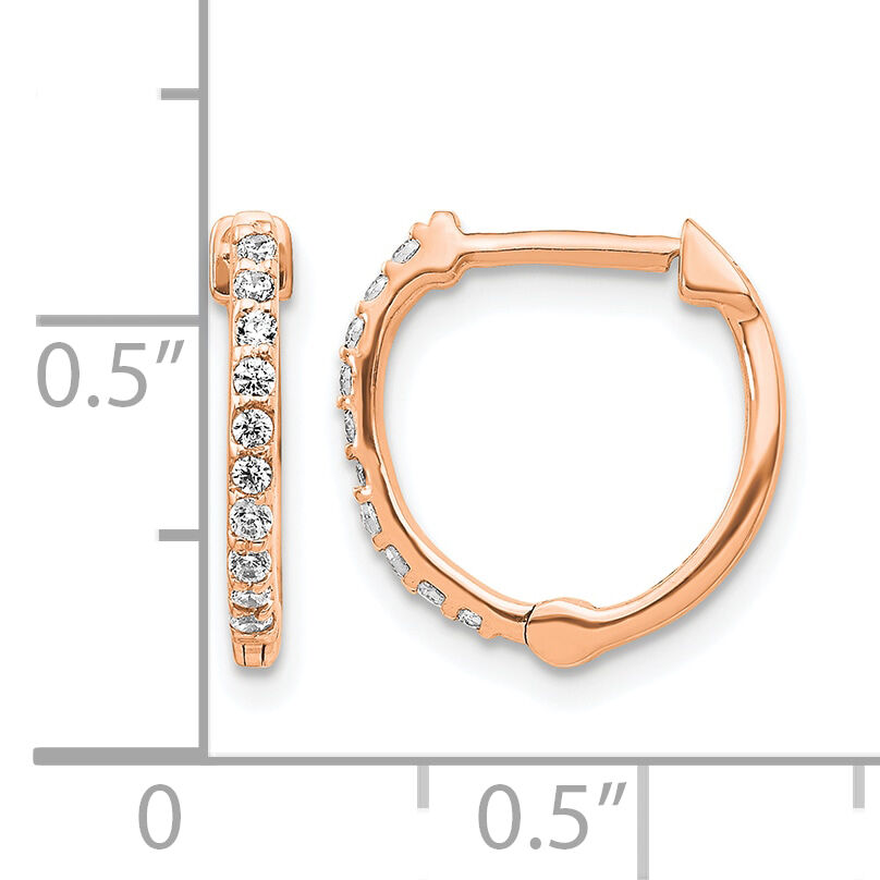 14k Rose Gold Diamond Hinged Hoop Earrings-EM5353-020-RA