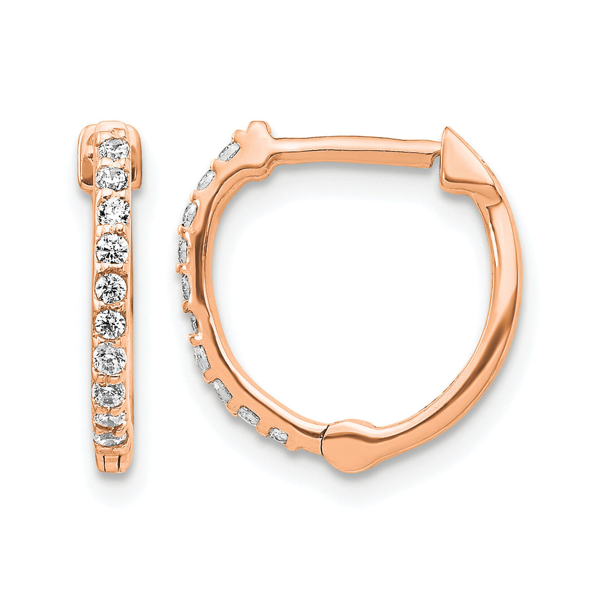 14k Rose Gold Diamond Hinged Hoop Earrings-EM5353-020-RA