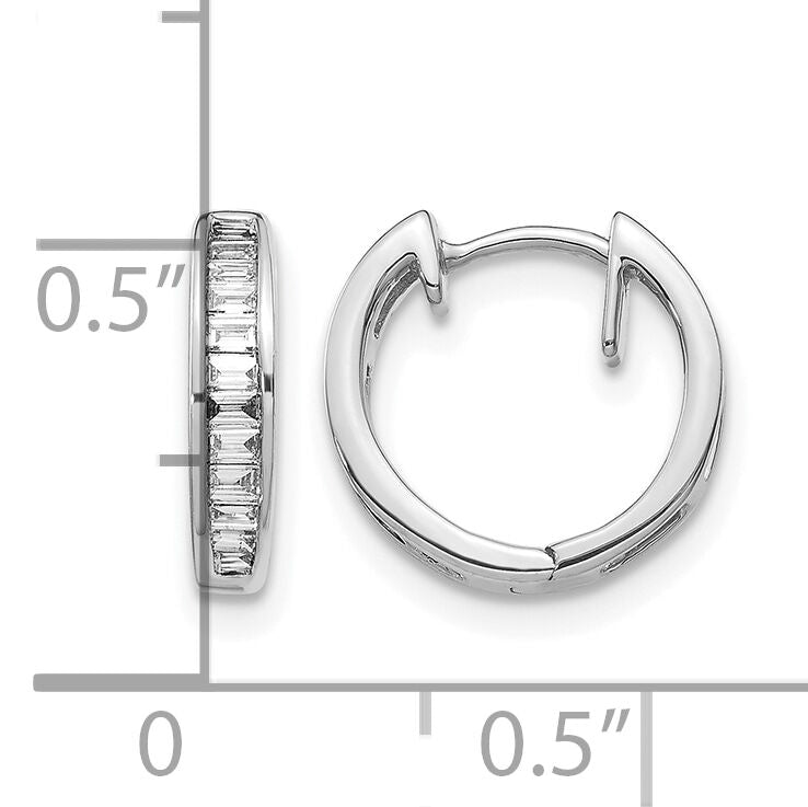 14k White Gold Baguette Diamond Hinged Hoop Earrings-EM5356-025-WA