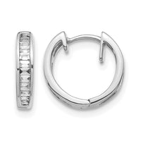 14k White Gold Baguette Diamond Hinged Hoop Earrings-EM5356-025-WA