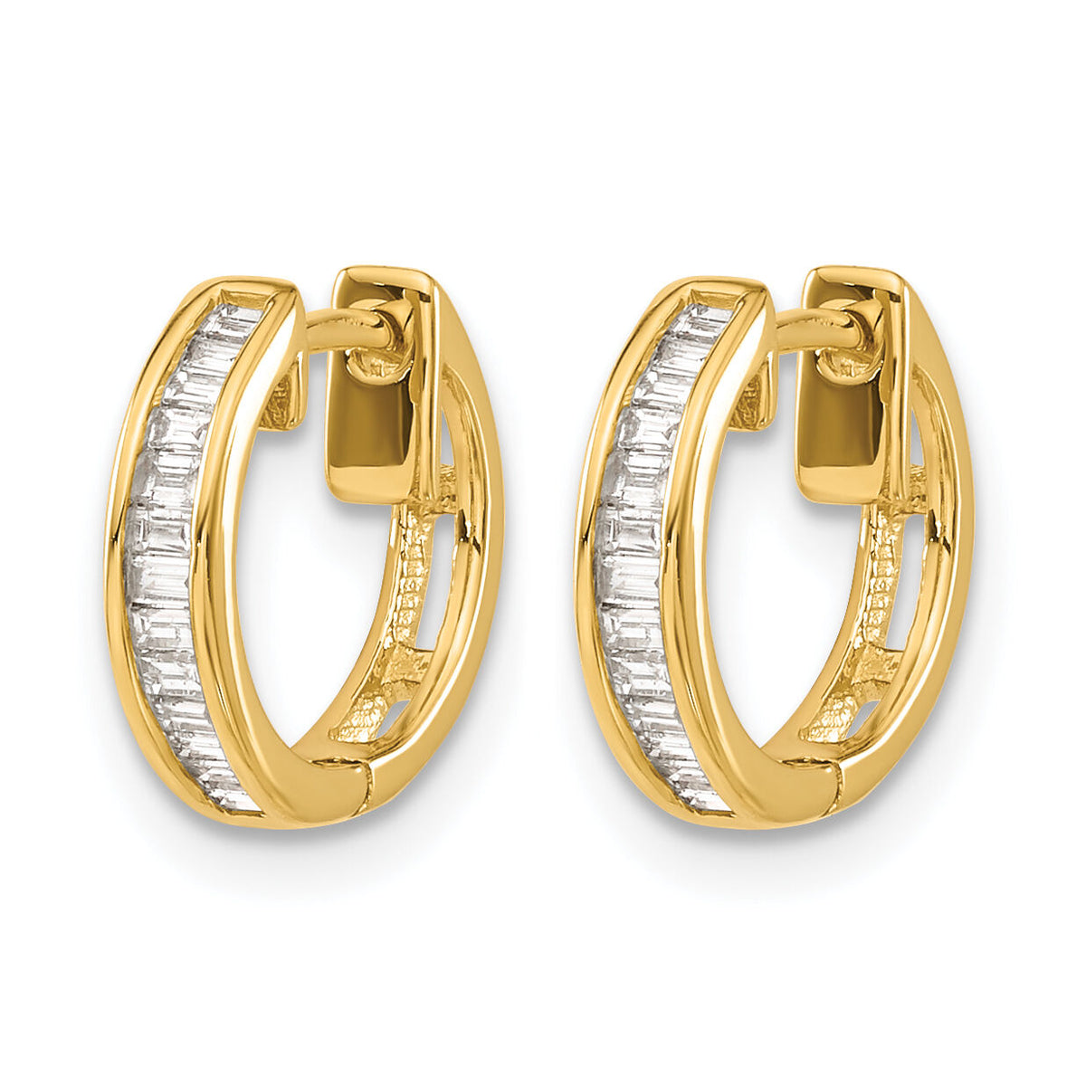 14k Baguette Diamond Hinged Hoop Earrings-EM5356-025-YA
