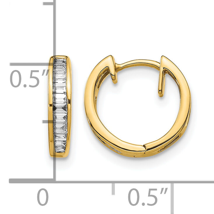14k Baguette Diamond Hinged Hoop Earrings-EM5356-025-YA