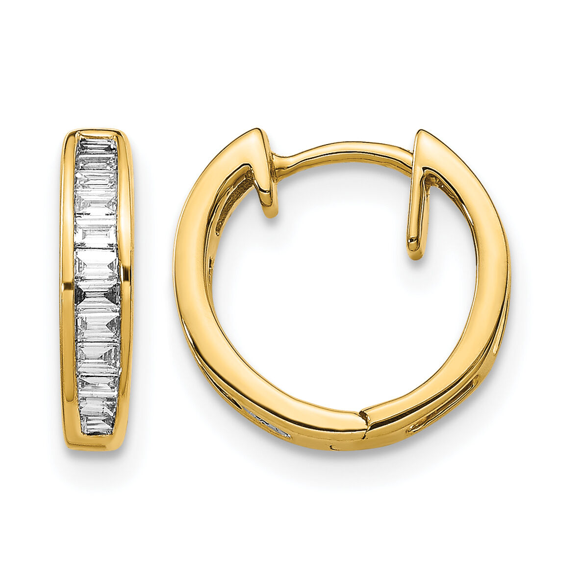 14k Baguette Diamond Hinged Hoop Earrings-EM5356-025-YA