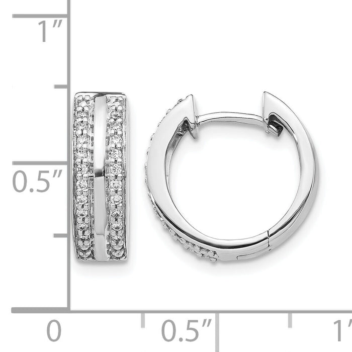 14k White Gold 2-row Diamond Hinged Hoop Earrings-EM5357-020-WA