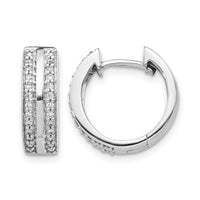 14k White Gold 2-row Diamond Hinged Hoop Earrings-EM5357-020-WA