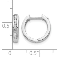 14k White Gold Round/Baguette Diamond Hinged Hoop Earrings-EM5359-025-WA