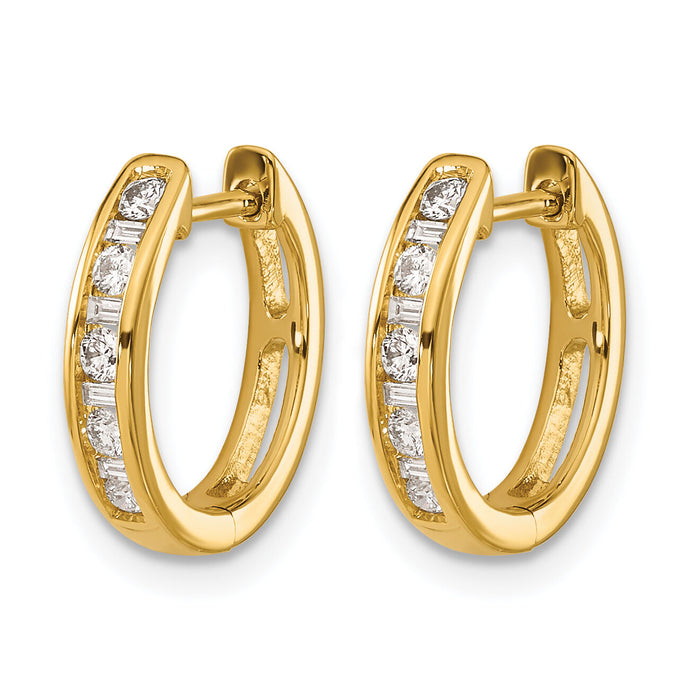 14k Round/Baguette Diamond Hinged Hoop Earrings-EM5359-025-YA
