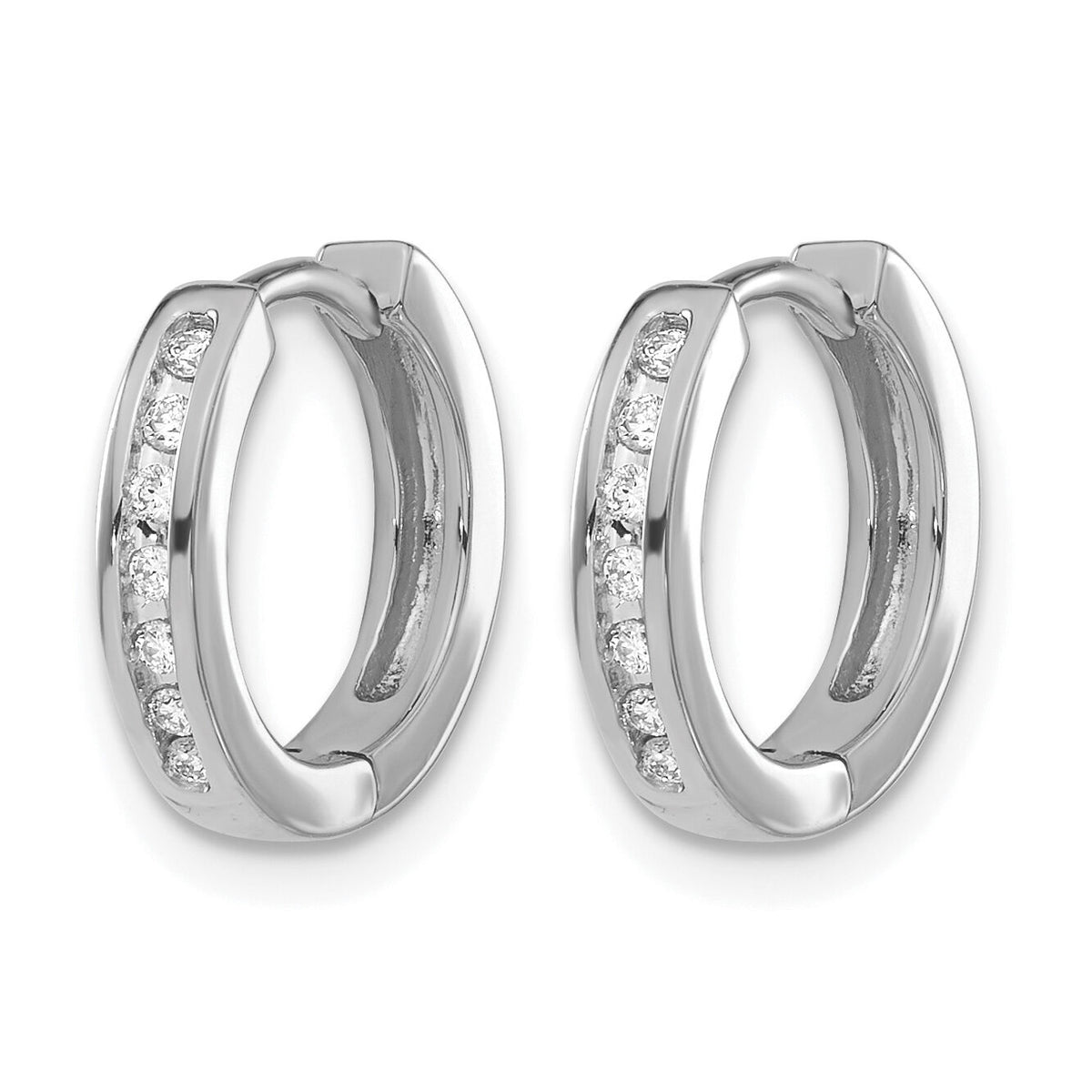 14k White Gold Diamond Hinged Hoop Earrings-EM5360-010-WA