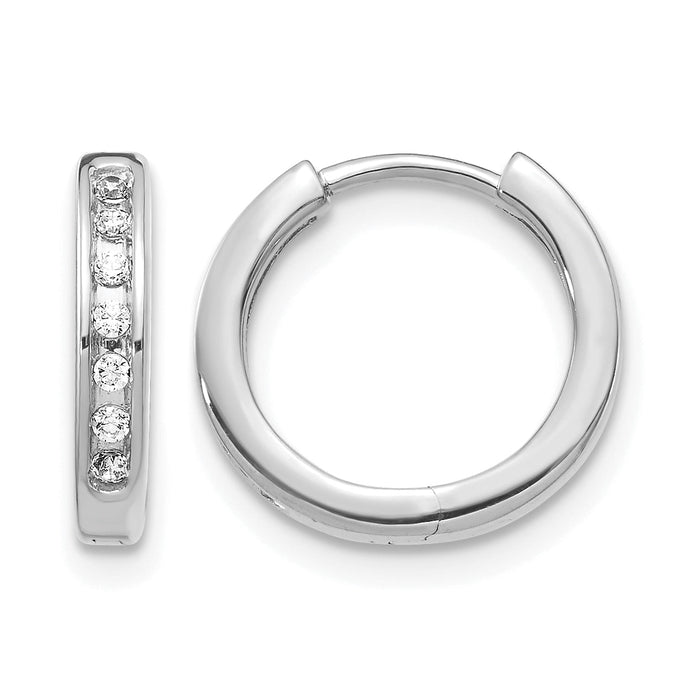 14k White Gold Diamond Hinged Hoop Earrings-EM5360-010-WA