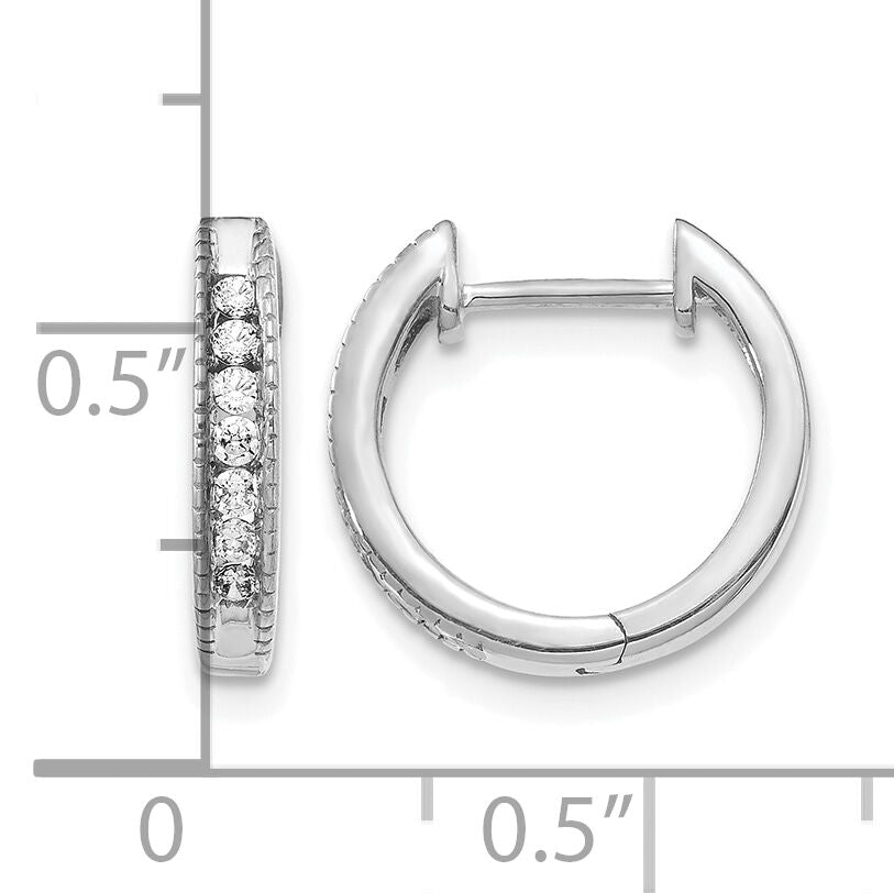 14k White Gold Diamond Hinged Hoop Earrings-EM5360-020-WA
