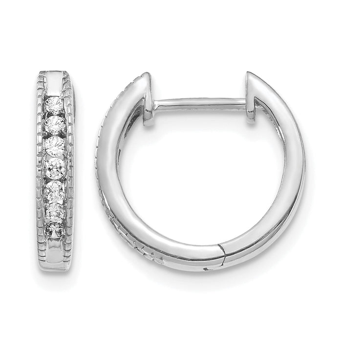 14k White Gold Diamond Hinged Hoop Earrings-EM5360-020-WA